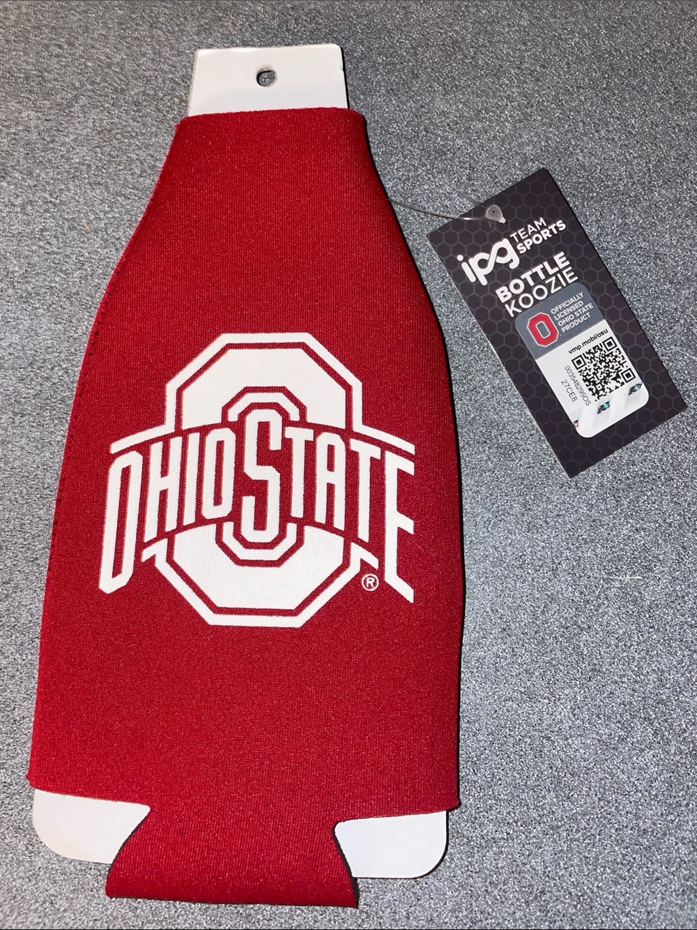 Ohio State Red Bottle Koozie with White Logo